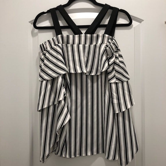 River Island Striped Bardot Top Size Us 2 - Picture 4 of 8